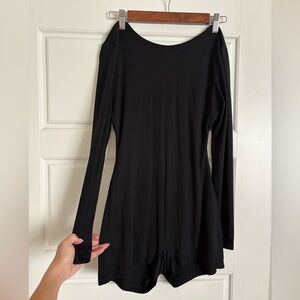 Backless Black Long Sleeve Romper